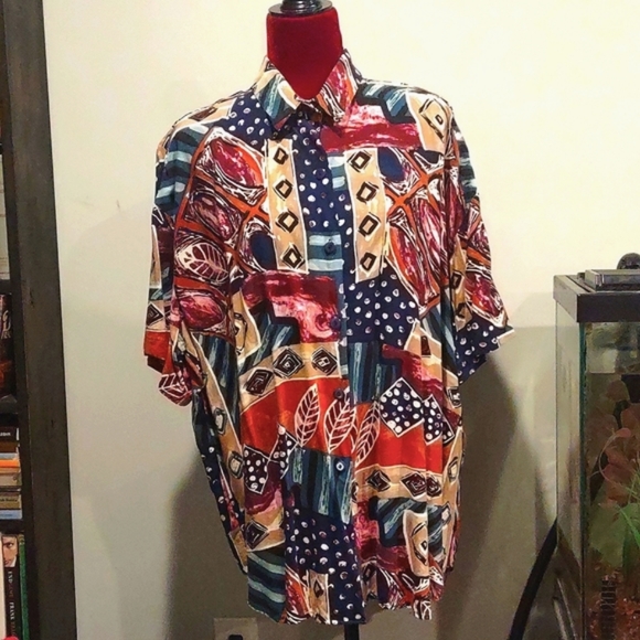 Vintage Caliché Blouse Abstract Leaf - Picture 1 of 12